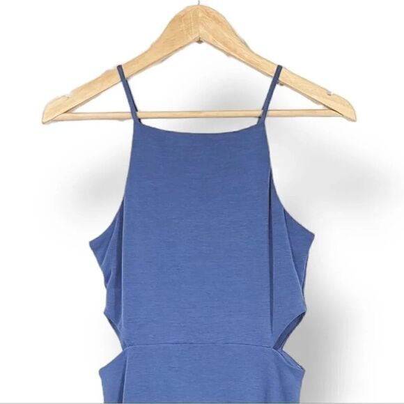Topshop Cutout Side Micro Ribbed Midi Slipdress in Periwinkle Blue Size 2 - Picture 5 of 10